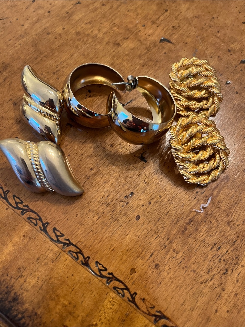 Vintage statement earrings Gold Toned - 3 pairs